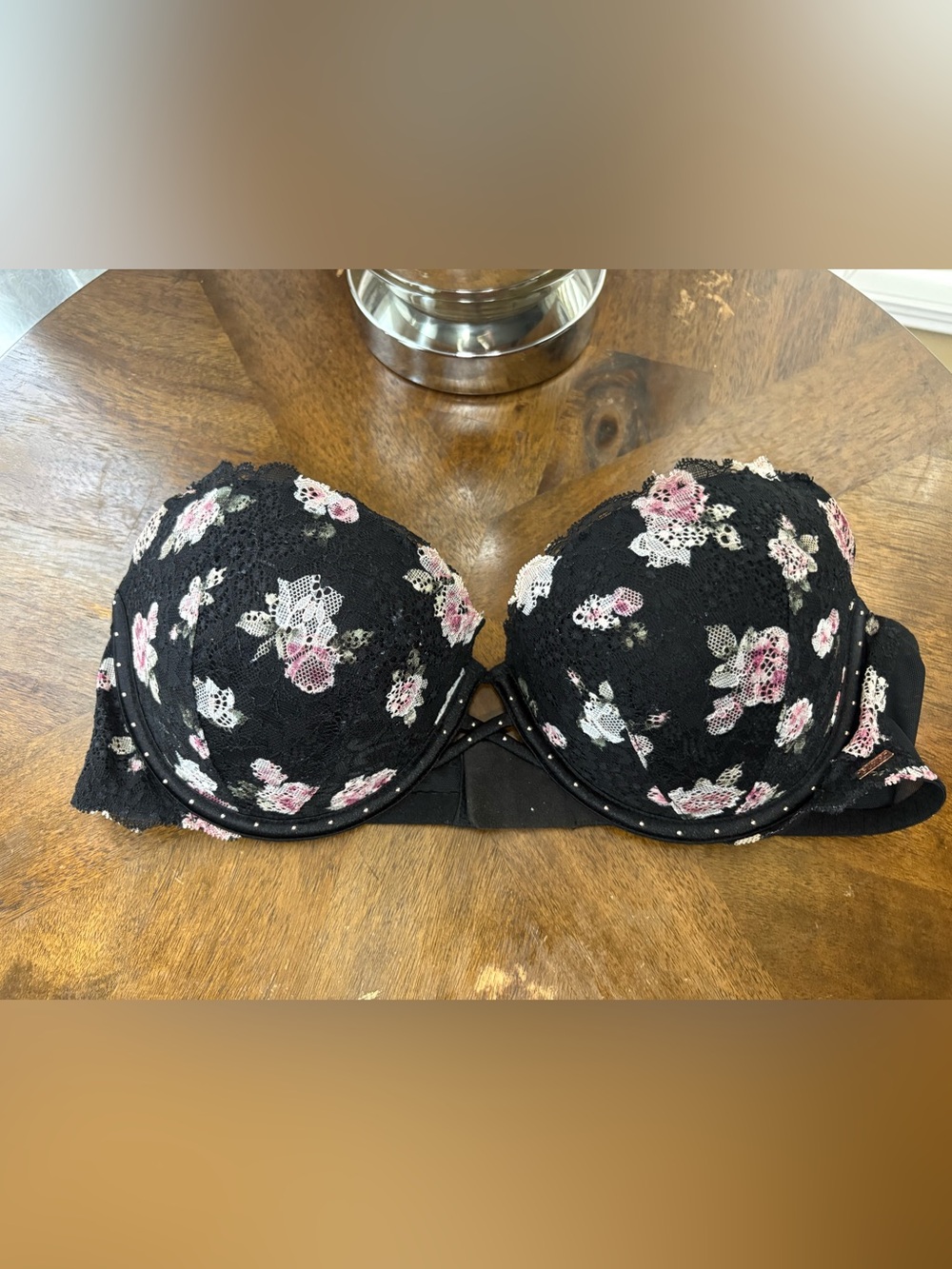 Victoria’s Secret PINK- Lace Floral 3-Way Push Up Bra-36D-Black